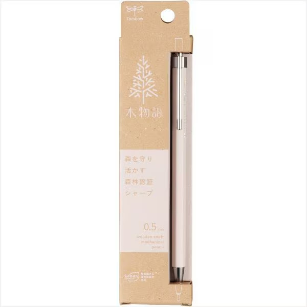 Tombow Kimonogatari Wood Mechanical Pencil 0.5mm White DHA-151B