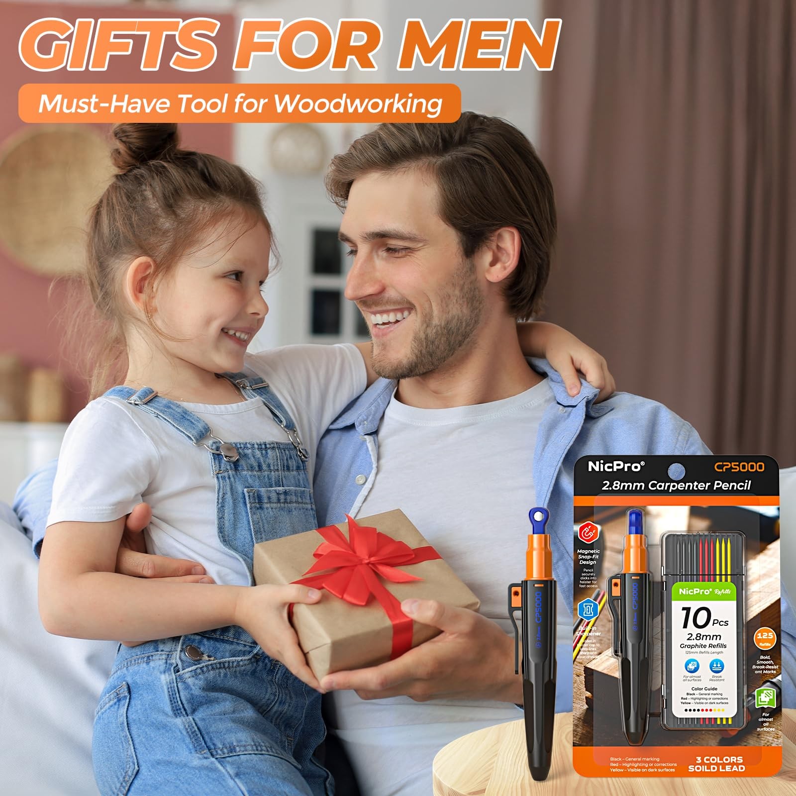 Nicpro New 7-in-1 Magnetic Carpenter 1 Count (Pack of 3), Blue & Orange