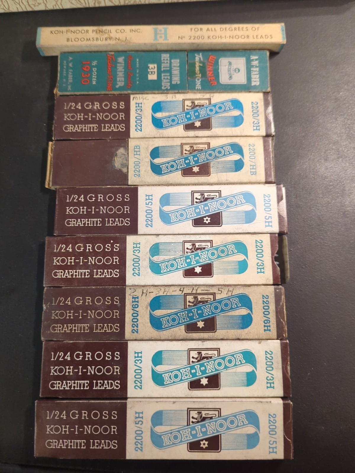 9 BOXES OF VINTAGE KOH-I-NOOR GRAPHITE LEADS Techno Tone Some Full