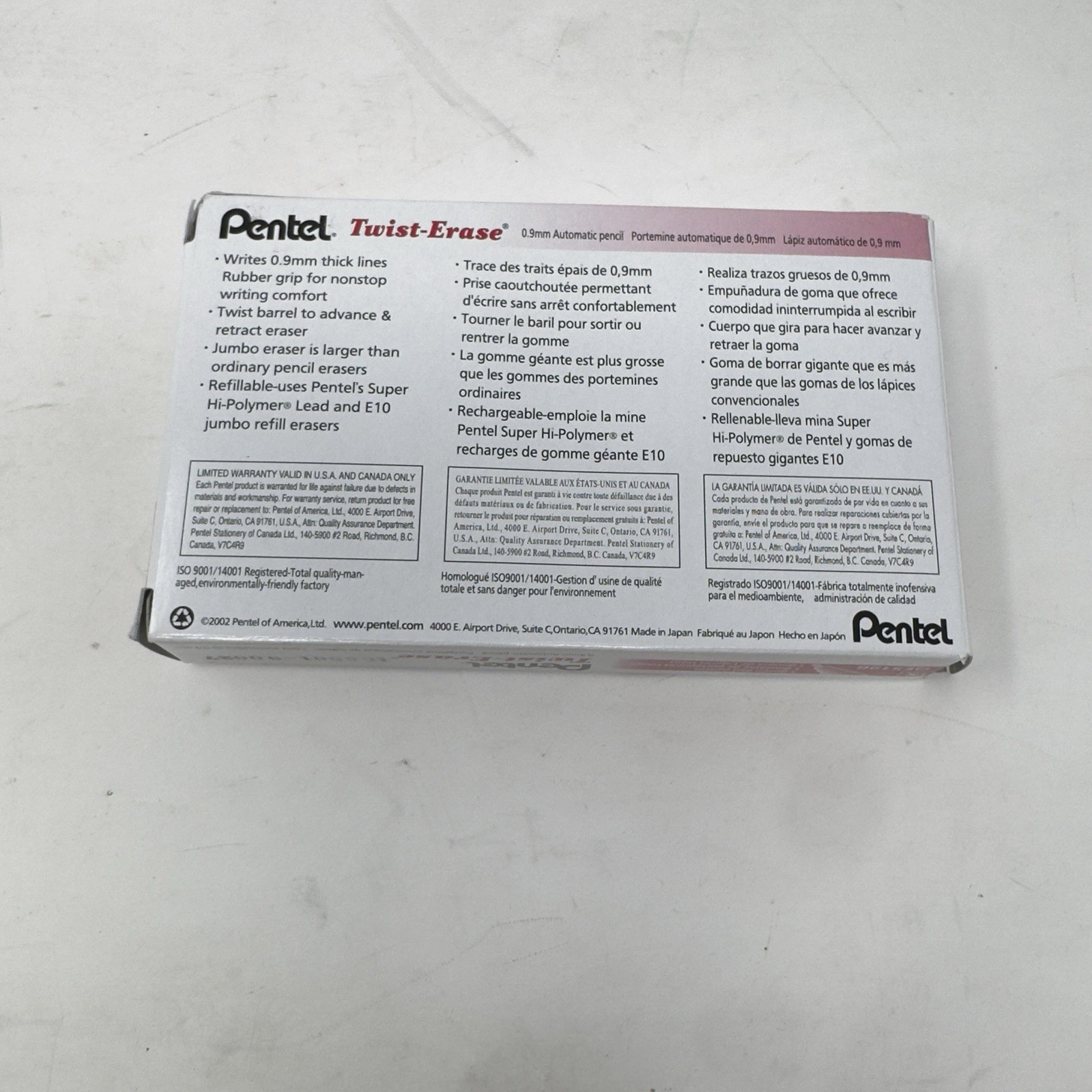 Pentel Twist-Erase III Mechanical Pencils 0.9mm – 12 Red Barrels Brand New