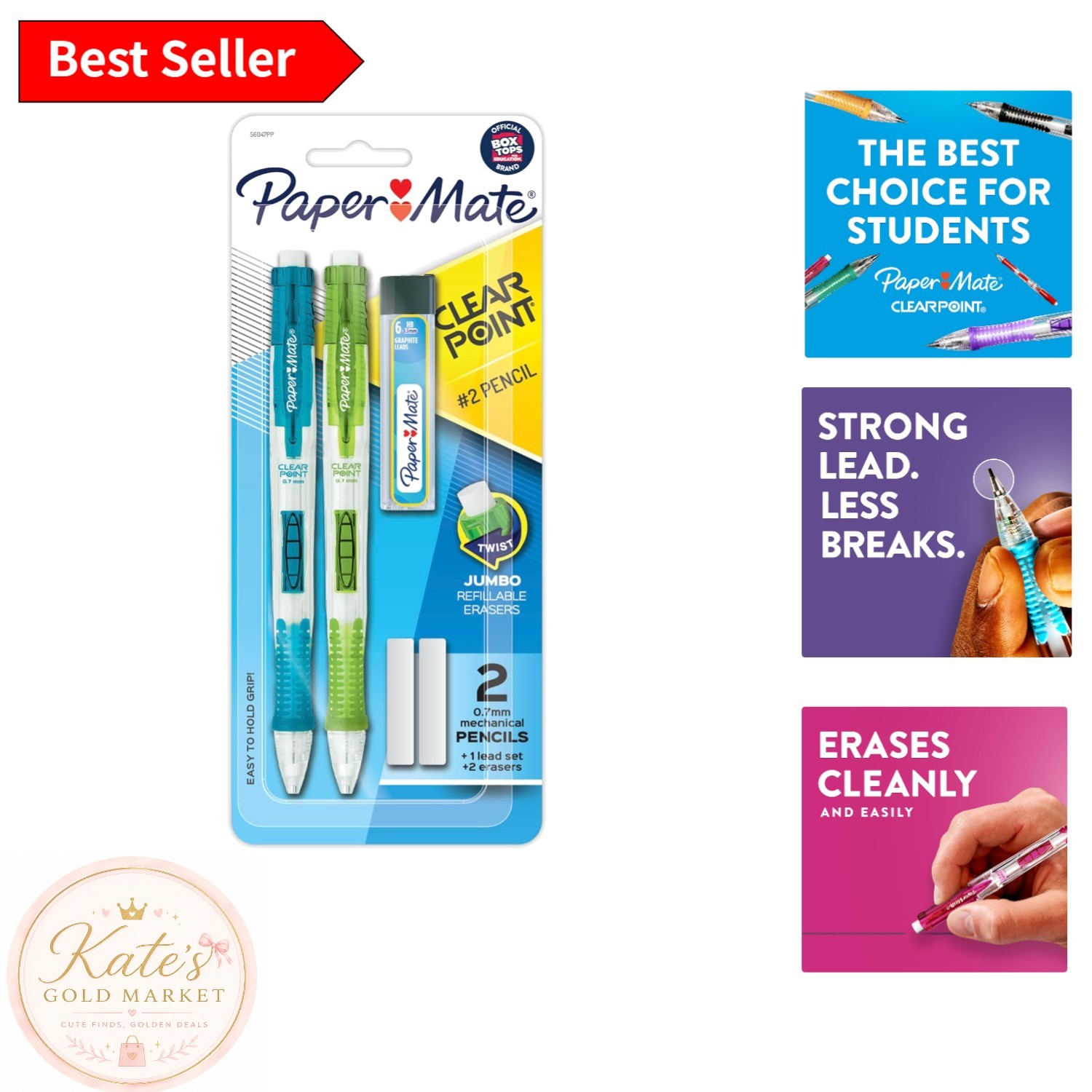 Stylish Clearpoint Mechanical Pencils – 0.7mm Lead, Includes 2 Pencils & Erasers