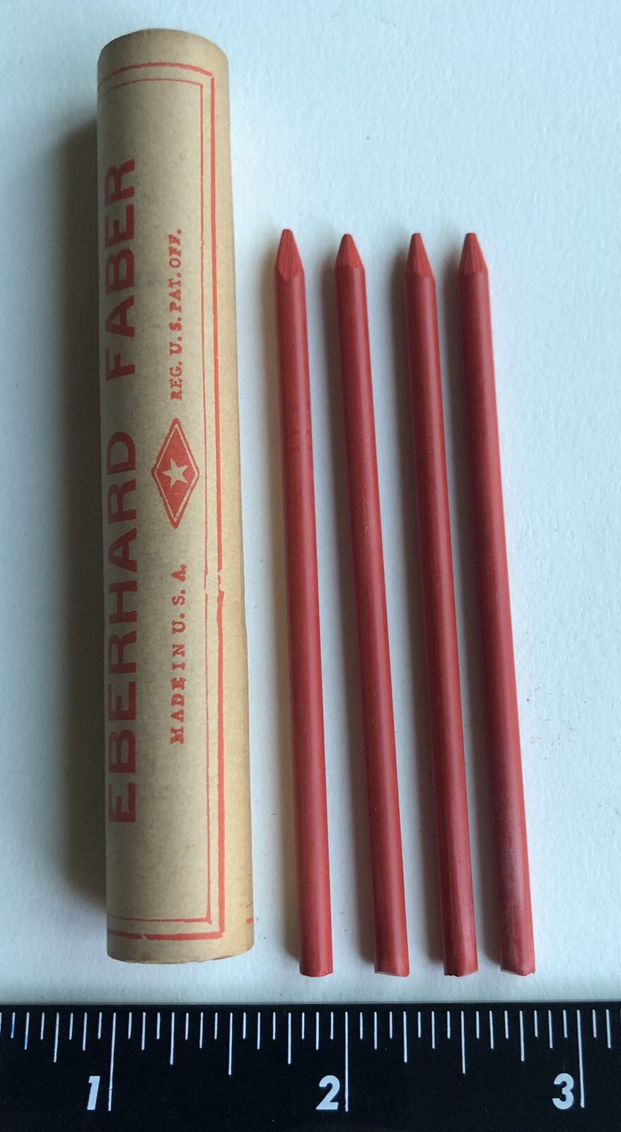 Vintage Eberhard Faber REFORM Mechanical Pencil Lead Red 3.8mm 4pk Wood Tube USA