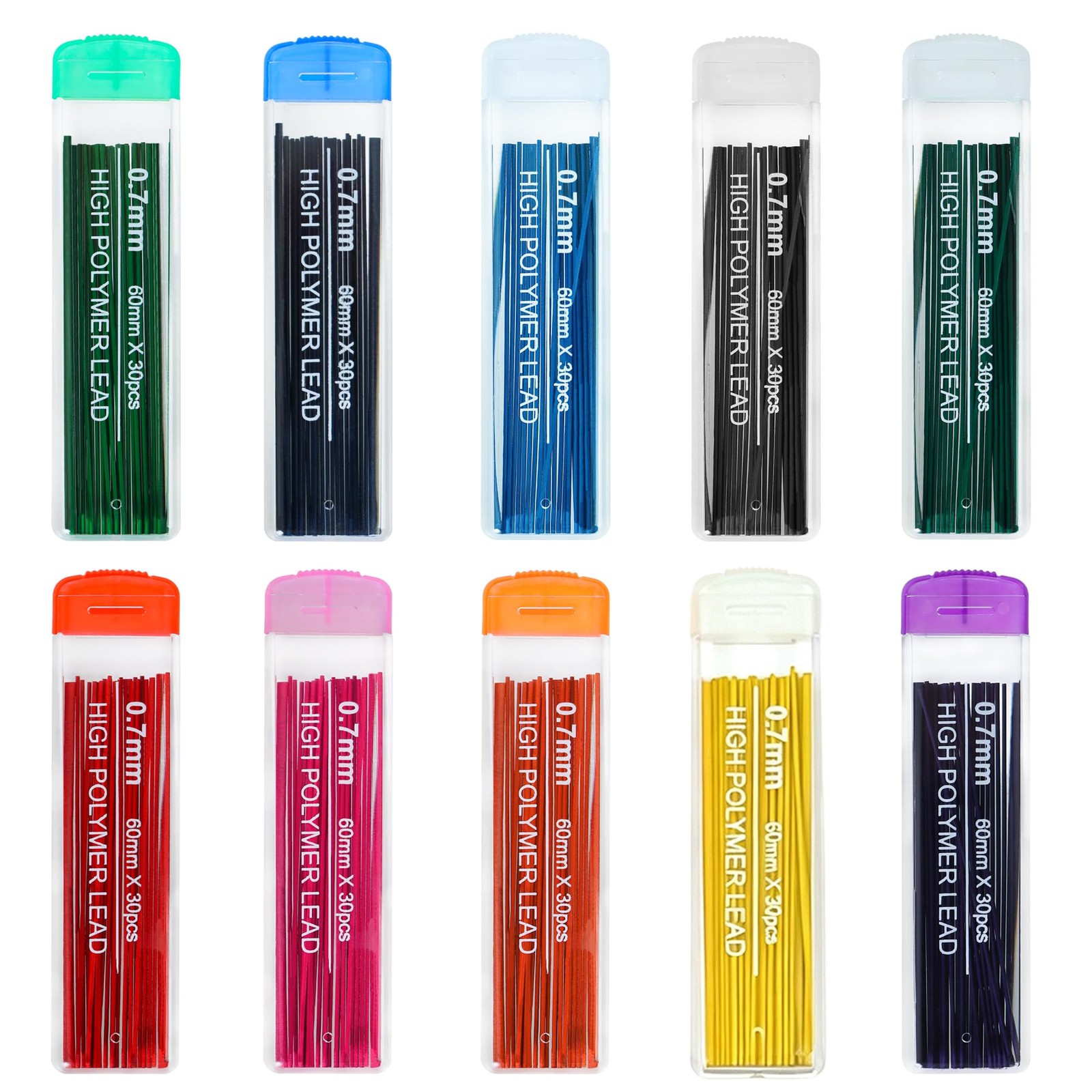 10-Color Erasable Mechanical Pencil Leads – 300 Pieces of Artistic Precision
