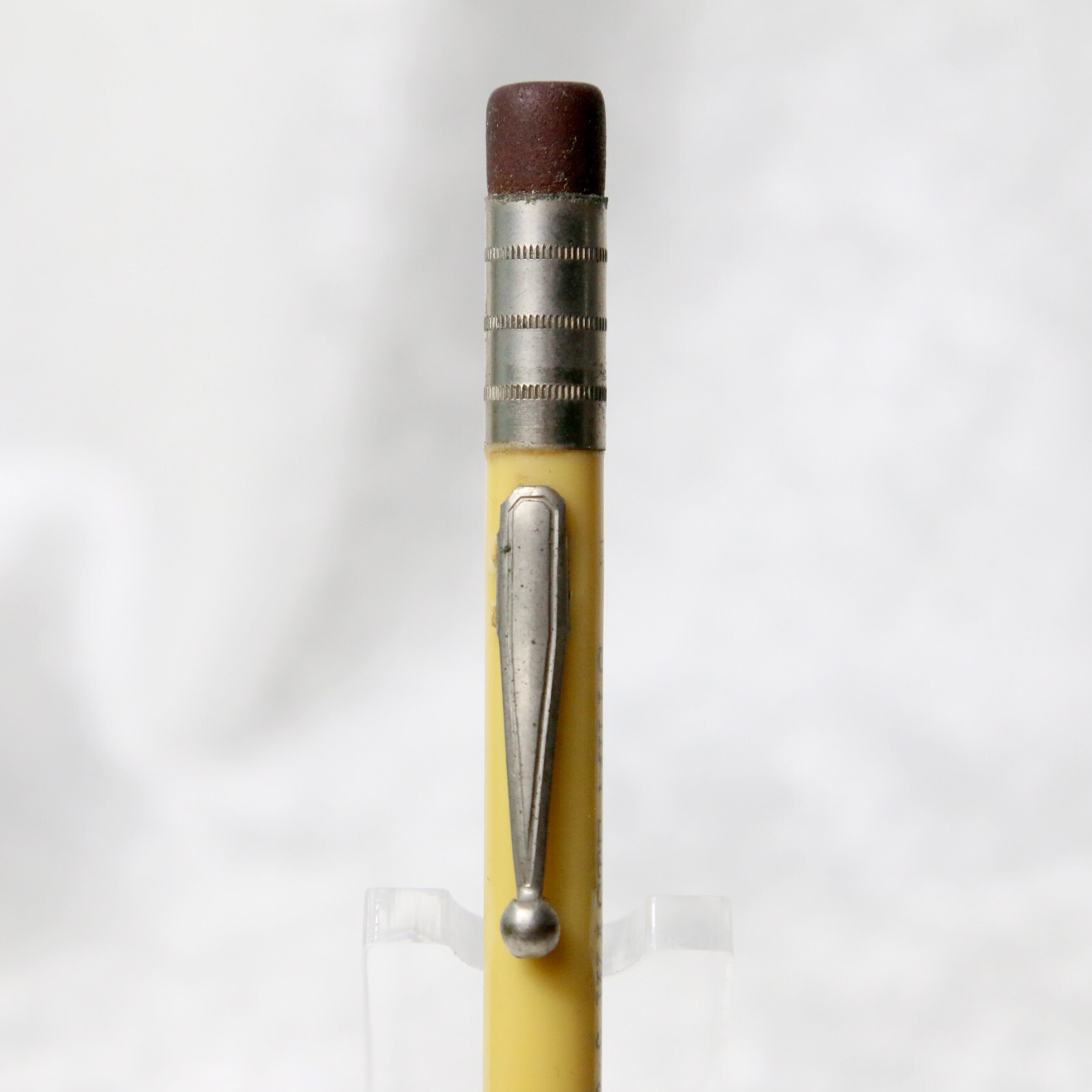 VTG 1930s Yellow Celluloid American Wiper Mills Kansas City MO Mechanical Pencil