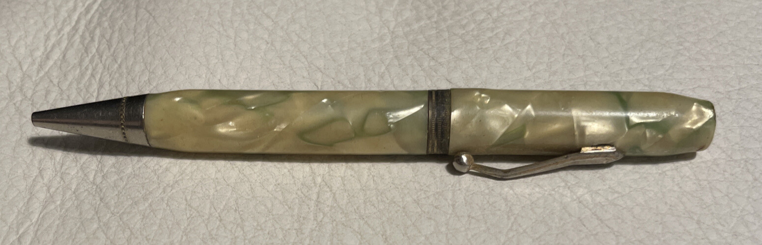 Arnold Mechanical Pencil 1930-1950 Yellow Jade Marbled Celluloid Body