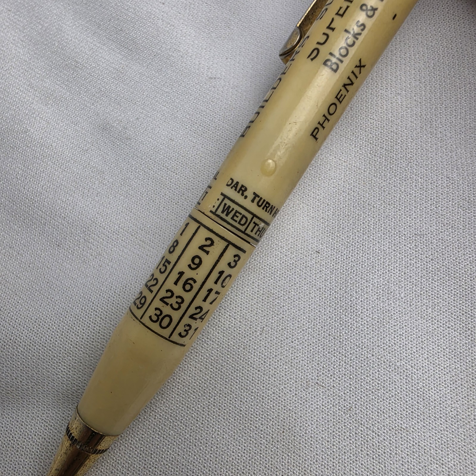 Vintage Builders Supply Co. Perpetual Calendar Mechanical Pencil Circa 1940’s