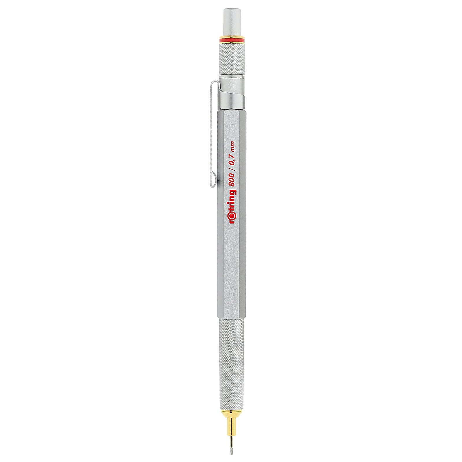 Rotring 800 0.7Mm Mechanical Pencil Silver Ergonomic Durable Hexagonal Grip