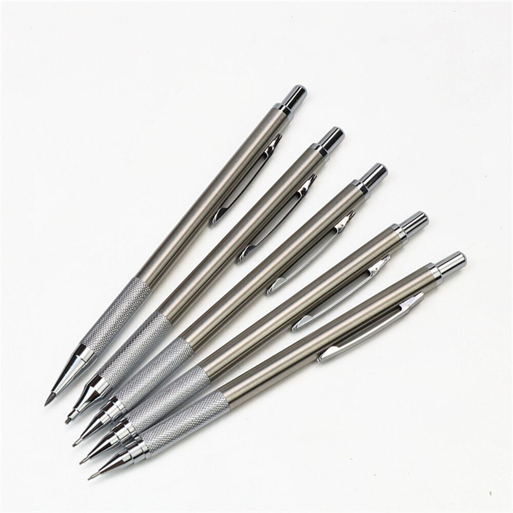 7pcs Mechanical Pencil Black Pencil Writing And Drawing Professional Pen Metal