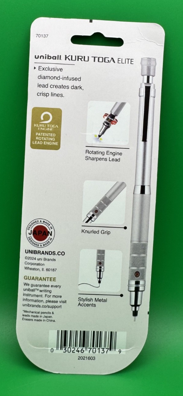 uniball Kuru Toga Elite Mechanical Pencil Starter Kit, 0.5mm, HB #2, Silver B…