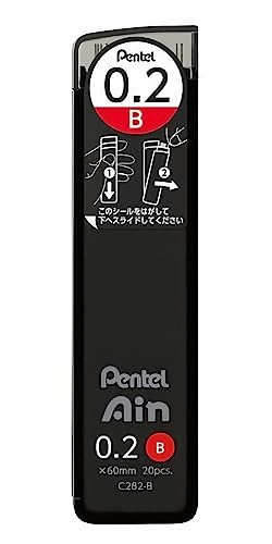 Pentel Ain Mechanical Pencil Lead, 0.2mm B, 20 Pieces, C282-B