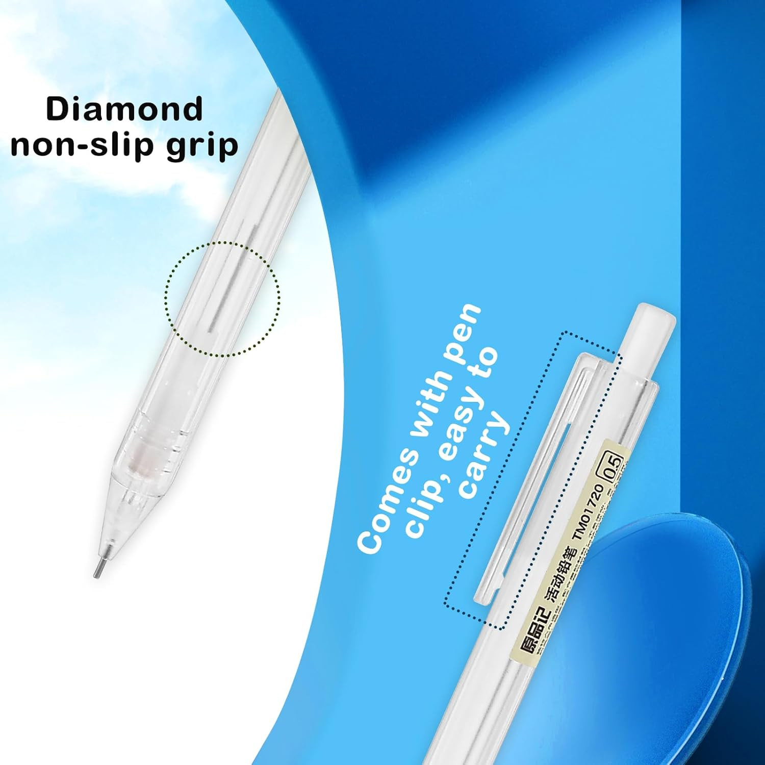6PCS Novelty Mechanical Pencil Set, 0.5mm Transparent Pen Shell Pencils with 60p