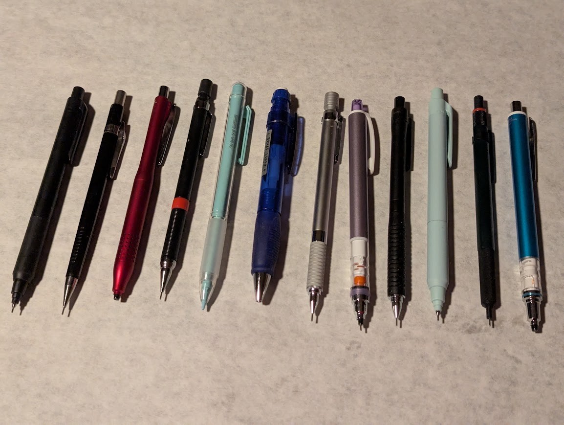 66 Piece Set 0.5mm Mechanical Pencils, Lead Refill, Erasers, Bag, Desk Holder