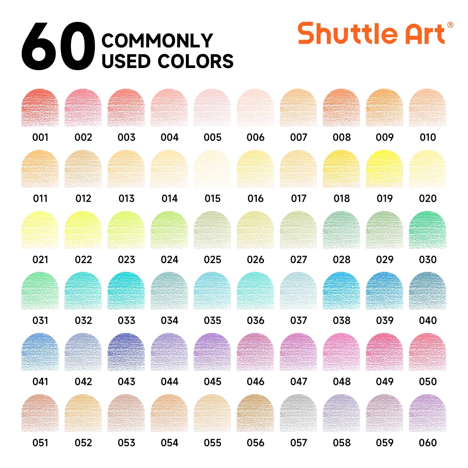 Shuttle Art 60 Pastel Colored Pencils, 1 Count (Pack of 60), 60 Colors