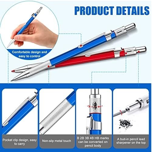 2 Pcs Welders Pencil with 48 PCS round Refills Mechanical Pencils Metal Welding