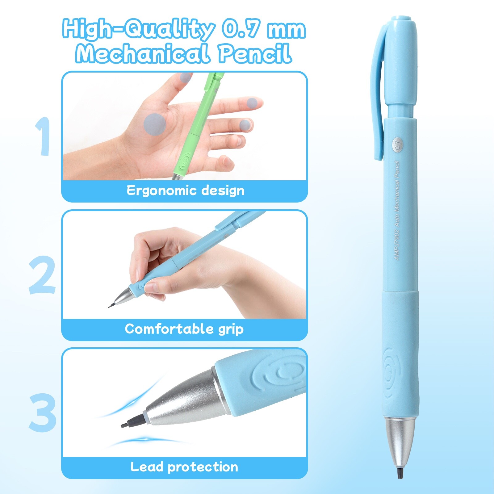 Mechanical Pencil 0.7MM, Comfortable Grip, 4-Count