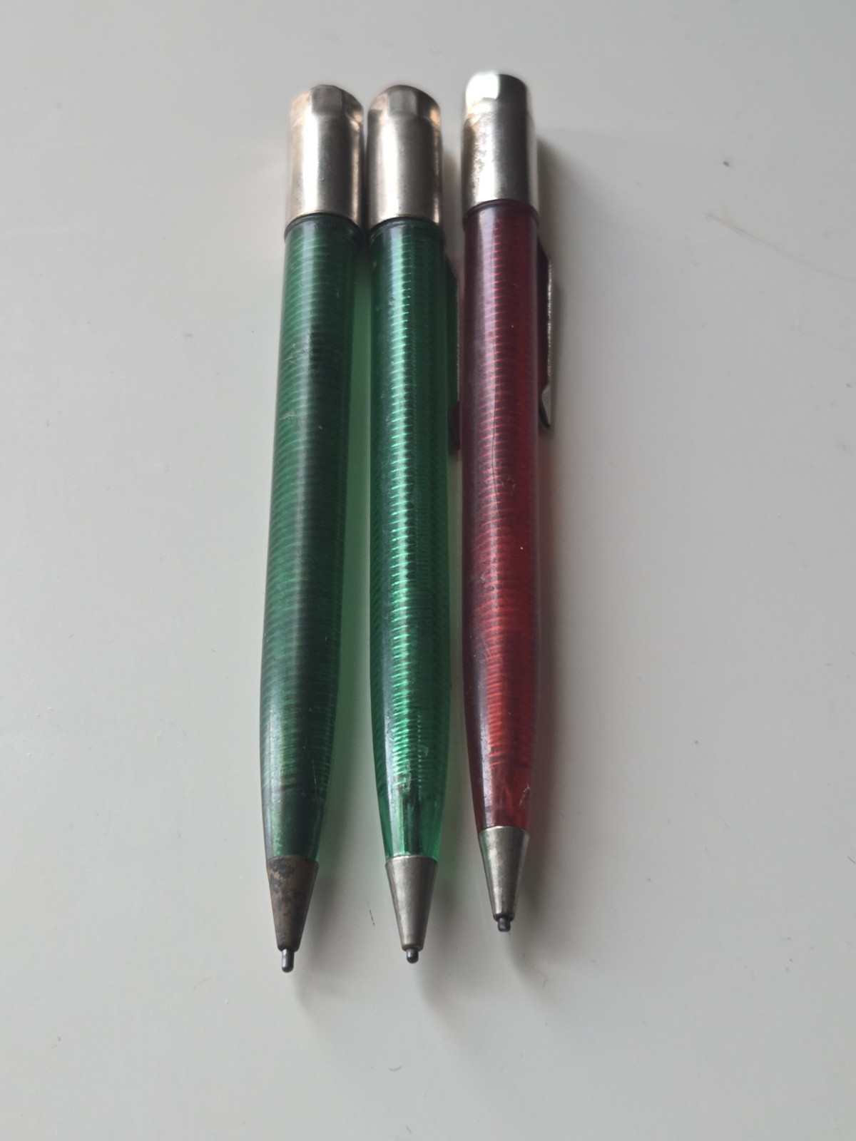 Vintage Scripto Red & Green Translucent Twist Mini 4″ Mechanical Pencil Lot Of 3