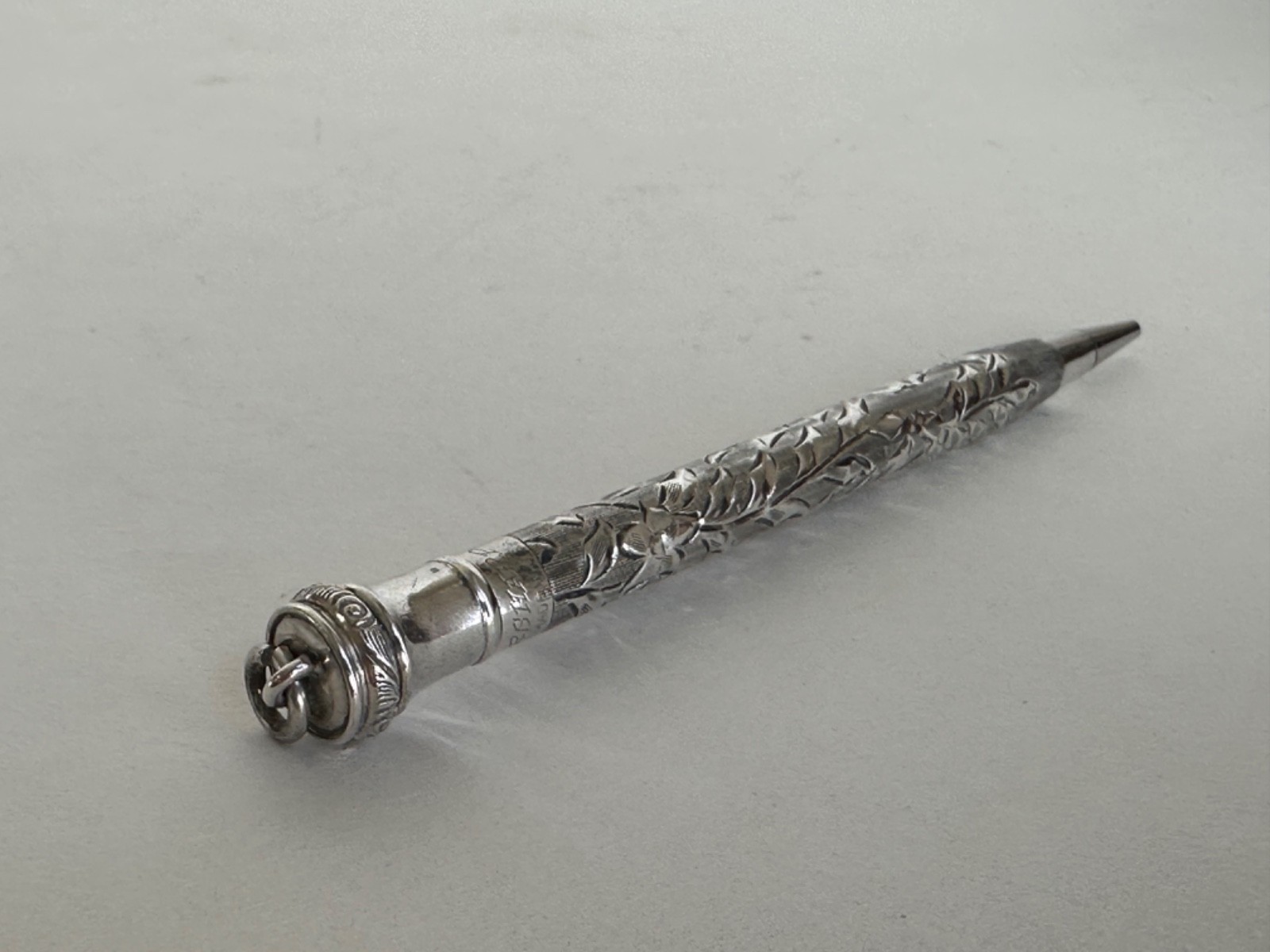 Antique Sterling Silver Whal Ever Sharp Engraved Mecanical Pencil Pendant