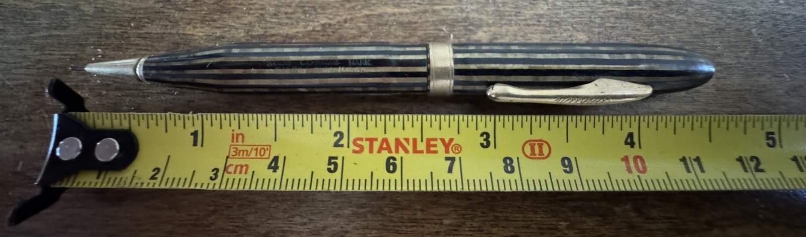 VINTAGE CONKLIN MECHANICAL PENCIL STRIPED TORTOISE SHELL BROWN WORKS