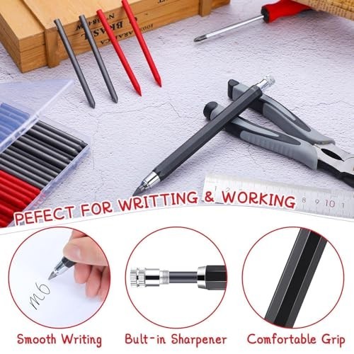 36 Pcs Mechanical Pencil Set with 18 Black & 18 Red Refills for Drafting, Art &