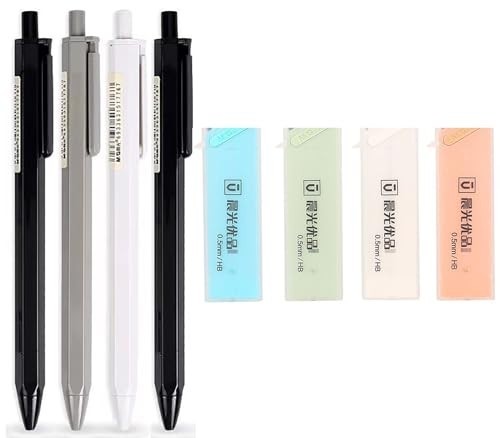 4 Pcs Mechanical Pencils with 80 Pcs Pencil Leads, 0.7mm Pencil Leads and Random