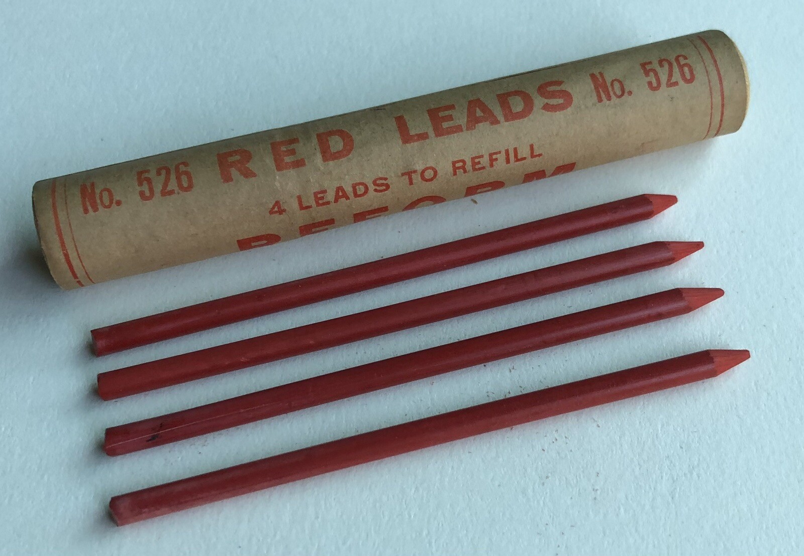 Vintage Eberhard Faber REFORM Mechanical Pencil Lead Red 3.8mm 4pk Wood Tube USA