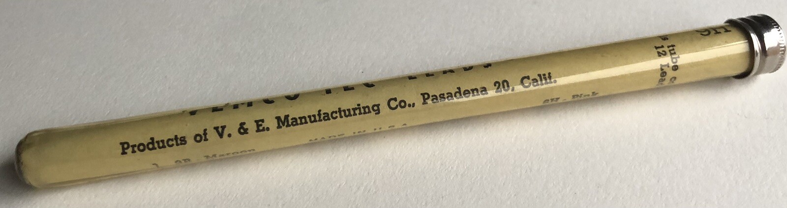 Vintage VEMCO TEC 2mm Drafting Lead Black 9H Metal Cap 12pk Tube Pasadena CA USA
