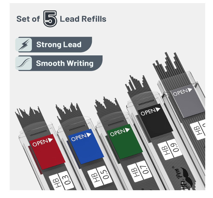 Mr. Pen Mechanical Pencil Set with Lead and Eraser Refills, 5 Sizes……..
