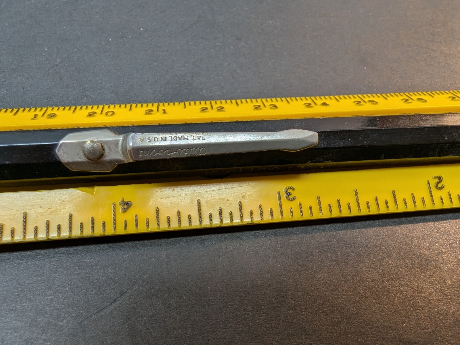Autopoint Duo-Point 8B Black w/Black & Red Ends & Chrome Pencil Real Thin USA