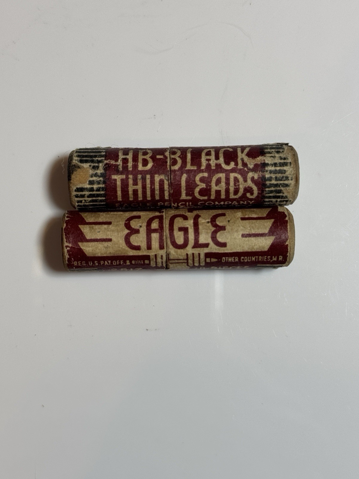 Vintage Lot Of 2 EAGLE Mechnical Pencil Thin Lead 1.18mm Wood Tube USA 24 LEADS