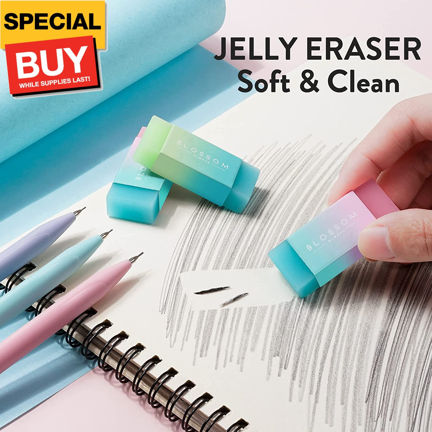 Cute Mechanical Pencil Set, 6PCS Pastel Mechanical Pencils 0.5 & 0.7mm with 360P