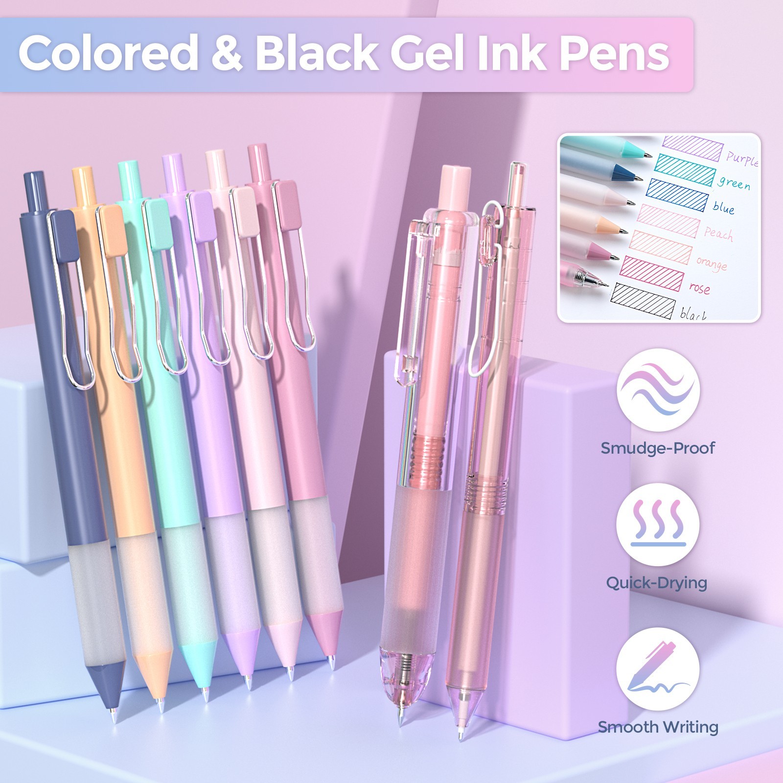 Nicpro 52PCS Aesthetic School Supplies, Cute Pencil Case, 12 Pastel Highlighters