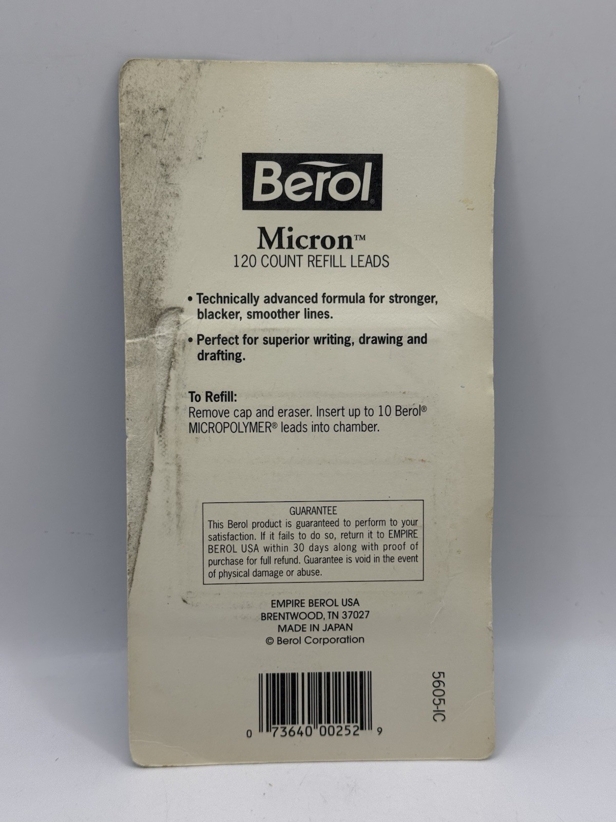 BEROL Micron 0.5mm Refill Leads 4 Tubes 120 Count Made in Japan Micropolymer NOS