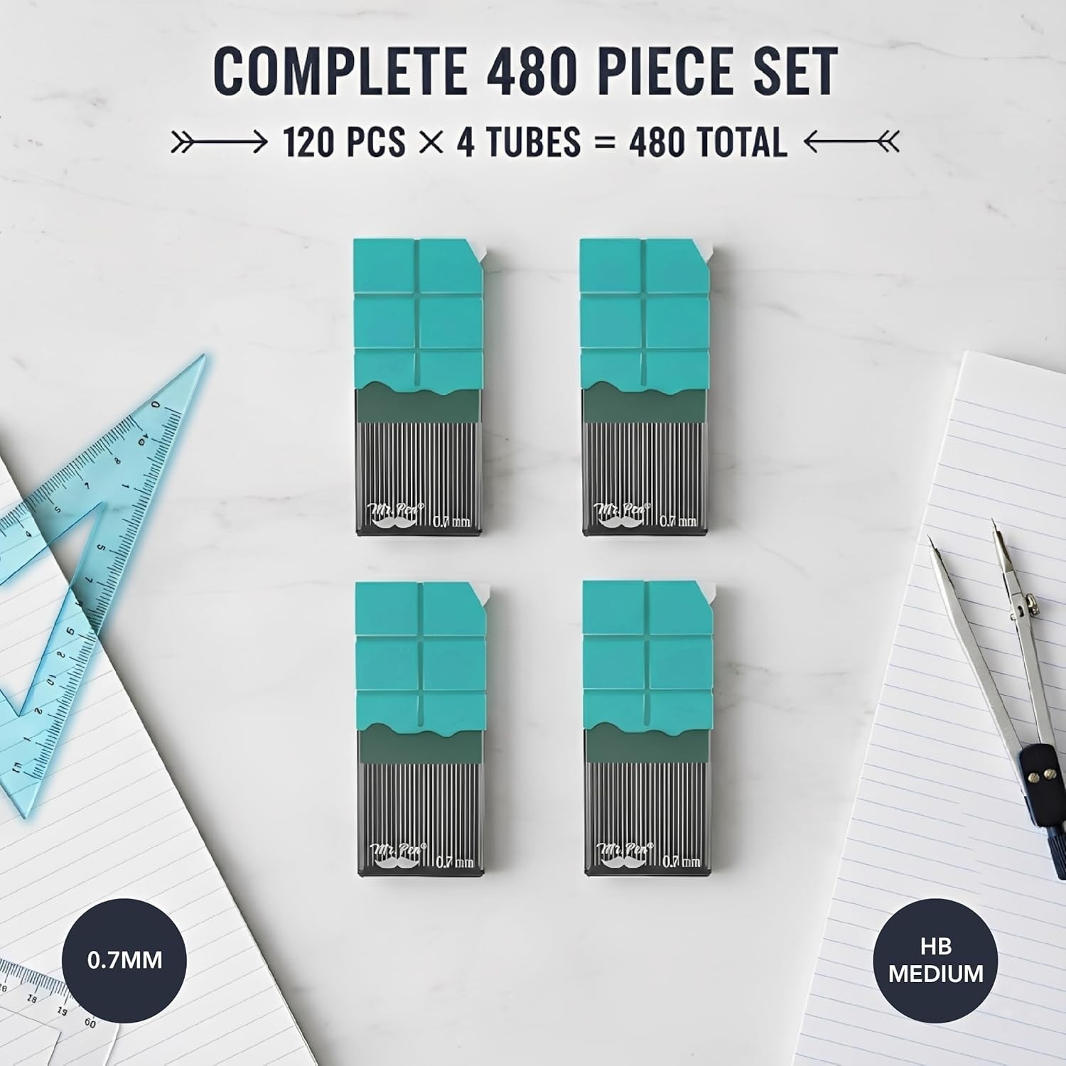 Bulk 0.7mm Lead Refills – 480 Medium HB Graphite for Precision Writing & Drawing