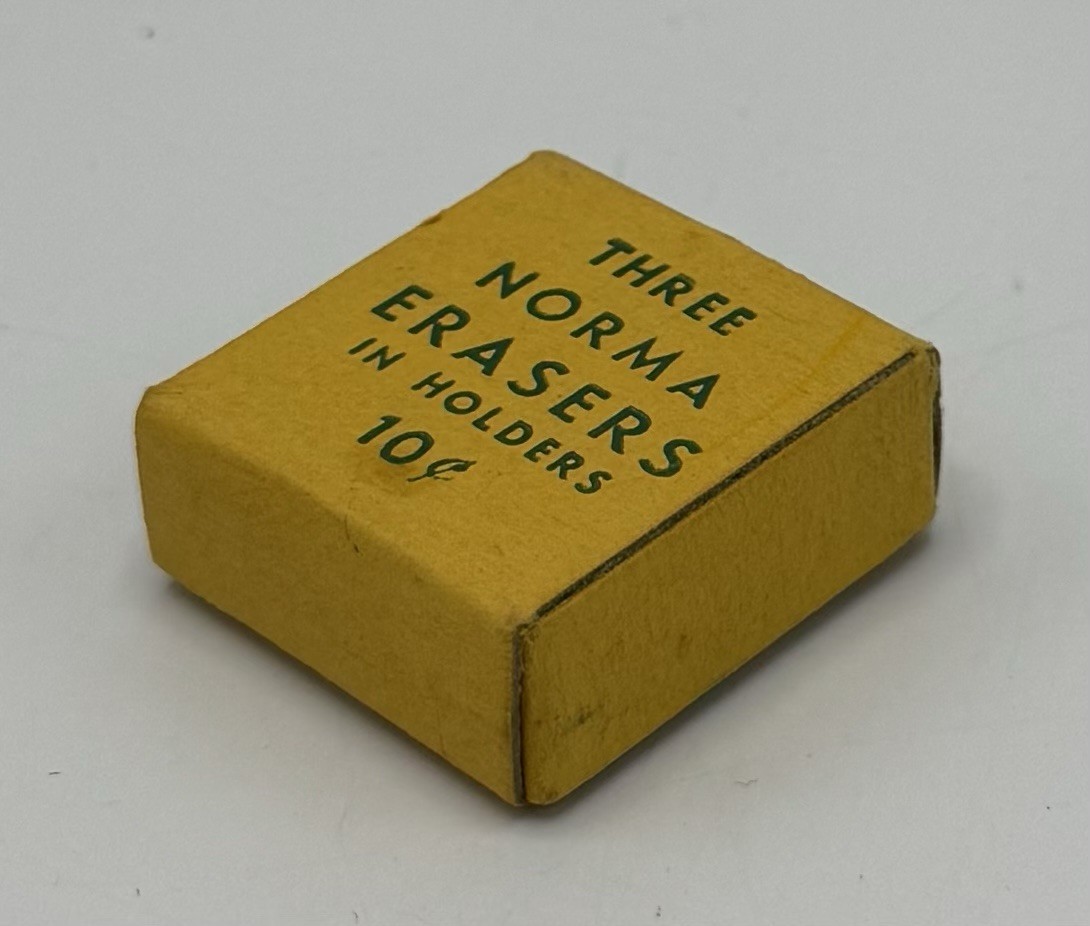Small Vintage Box NORMA 8 Red Erasers in holders 10 cents RARE
