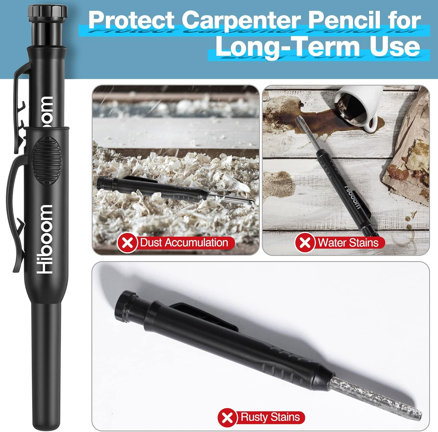 2 Pcs Solid Carpenter Pencil, Long Nose Deep Hole Mechanical Woodworking Constru