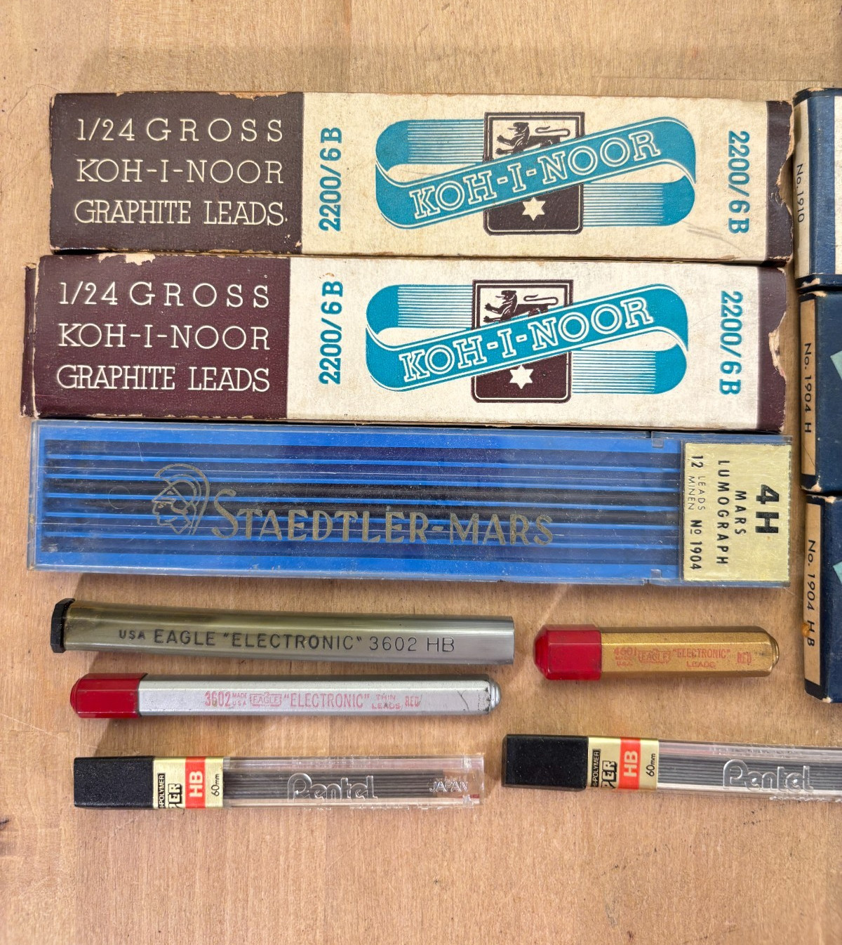 Mixed Lot Vtg Pencil Leads Partial and Mixed Boxes, Koh-I-Noor, Staedtler, Eagle