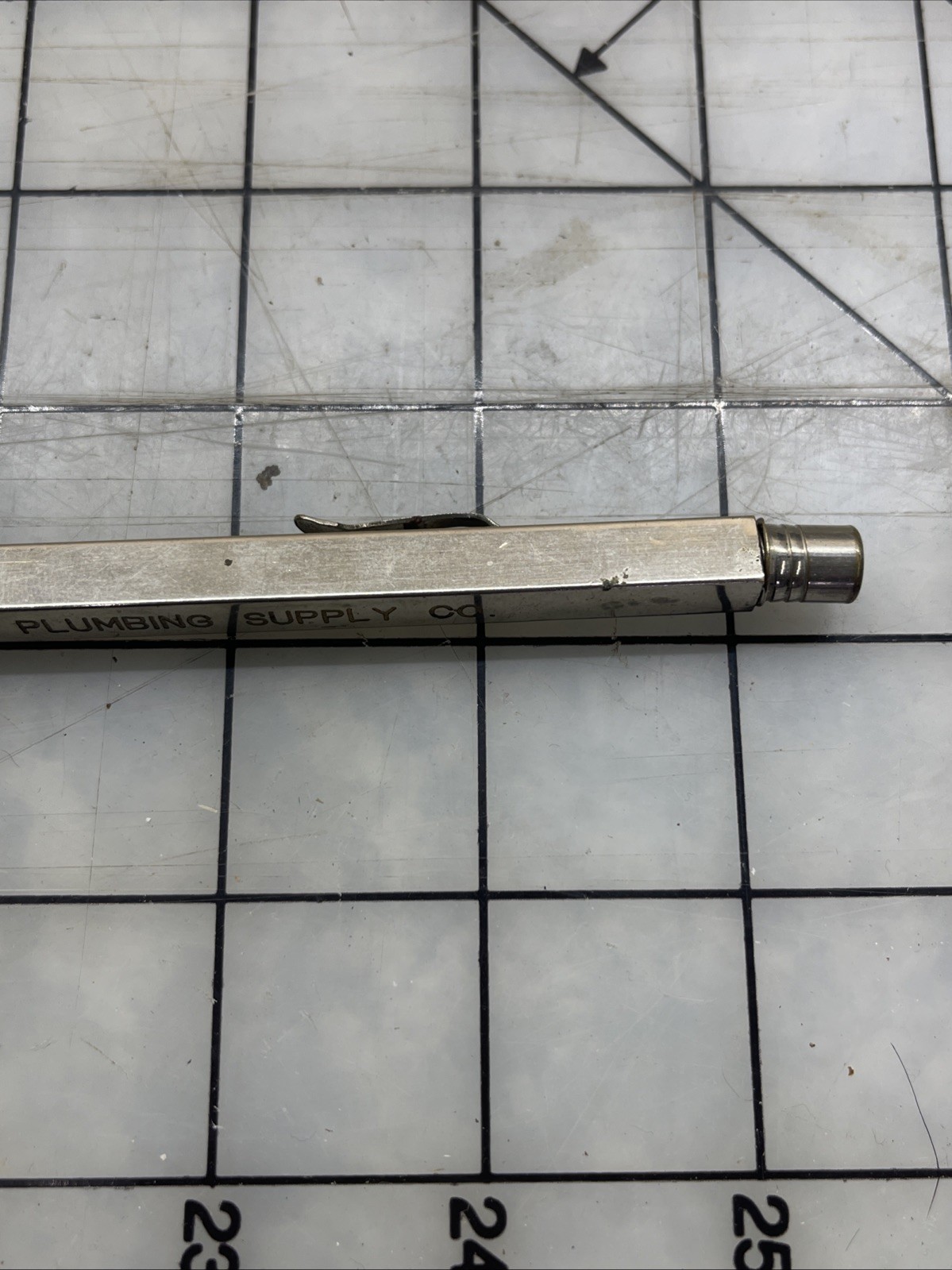 Vintage Telescoping 12″ Nickel Ruler Pencil Seattle Plumbing Co W Eraser Cap