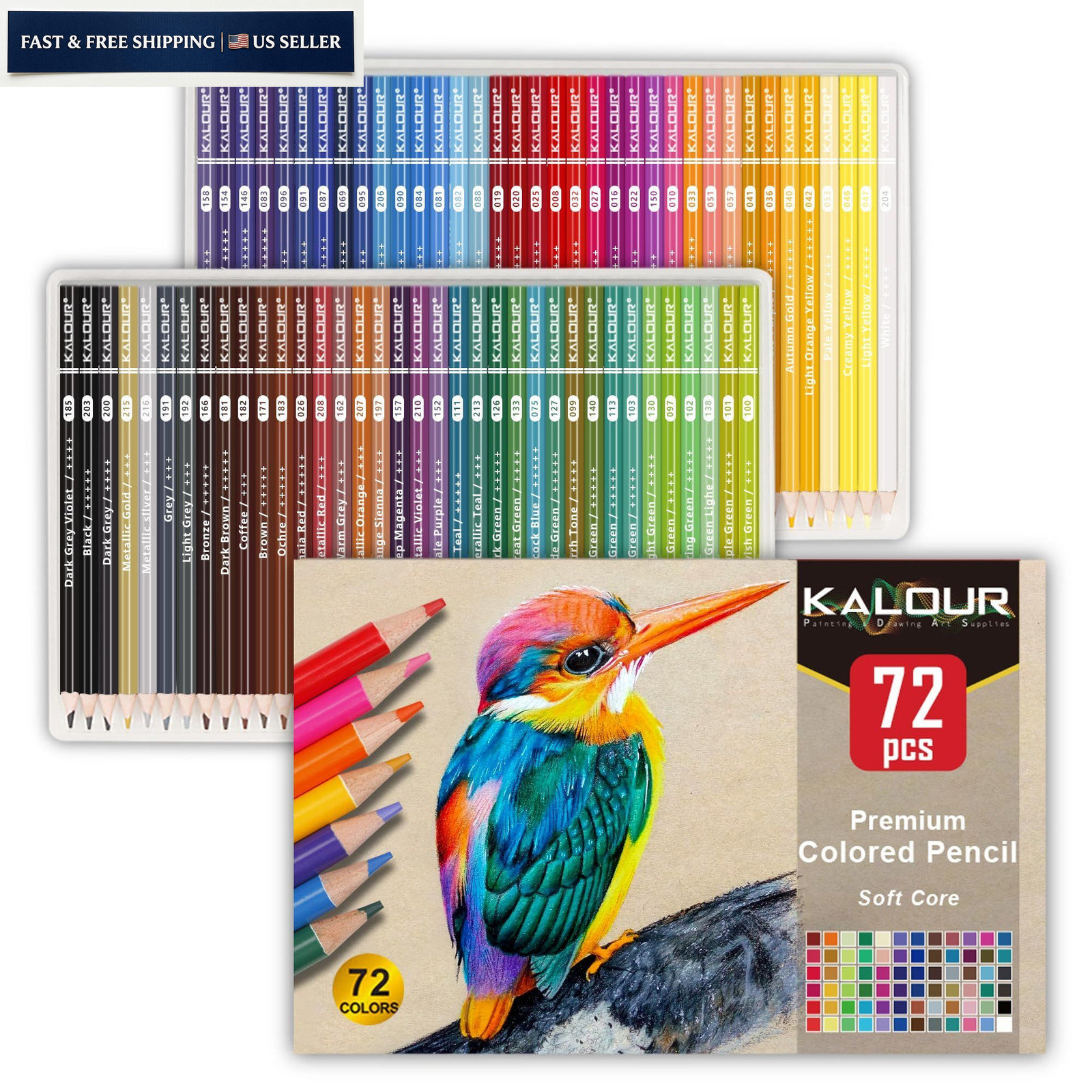 KALOUR 72 Count Colored Pencils for Adult 1 (Pack of 72), Multicolor