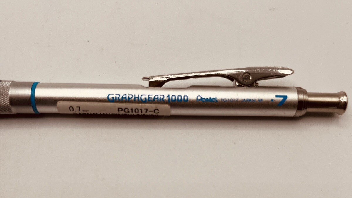 Pentel Graph Gear 1000 Pen 0.7mm (PG1017-C) Silver/Blue Textured Mechanical