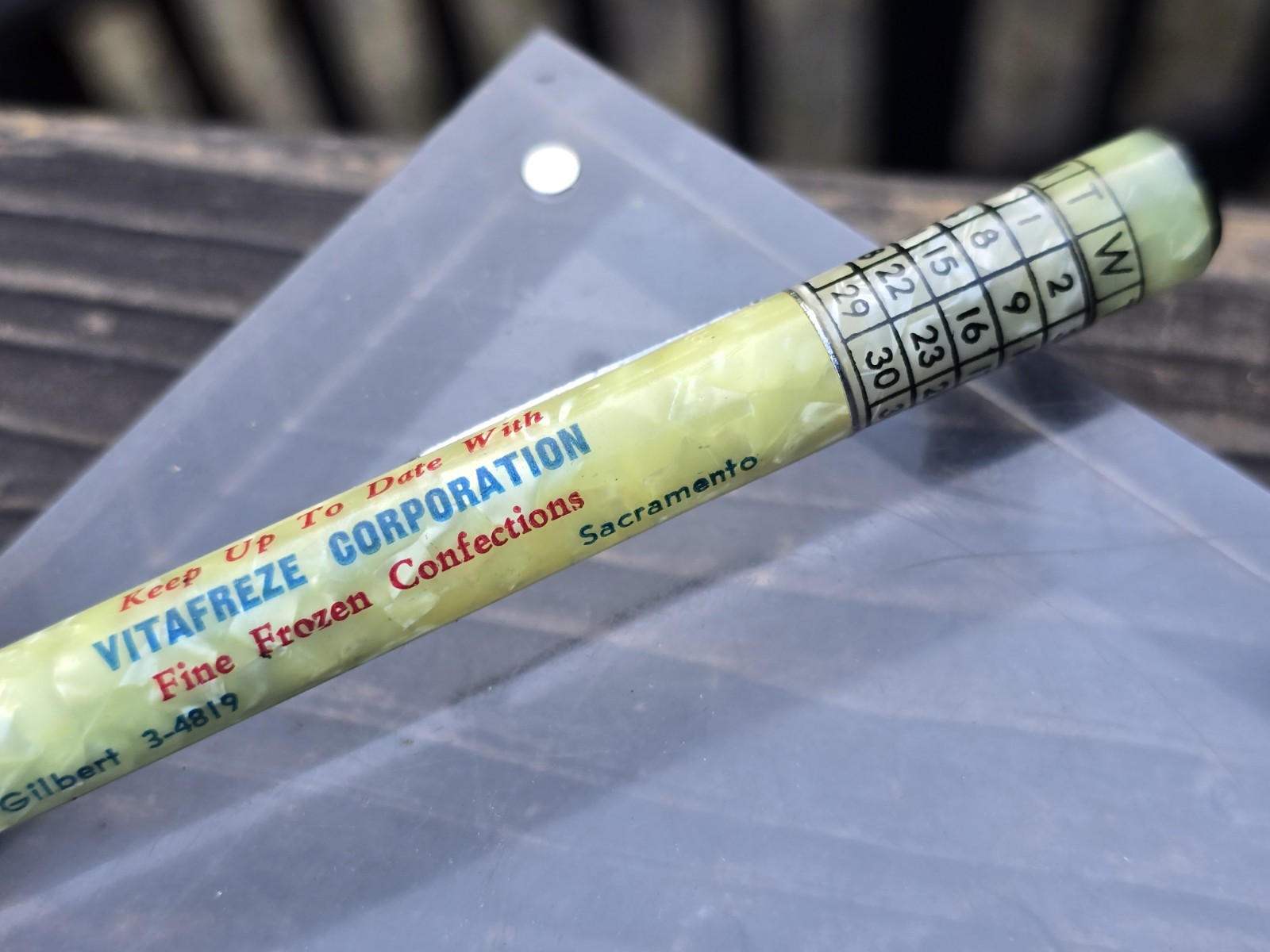 Vintage Ritepoint Mechanical Pencil Vitafreeze Corp. Sacramento, Ca. Calendar