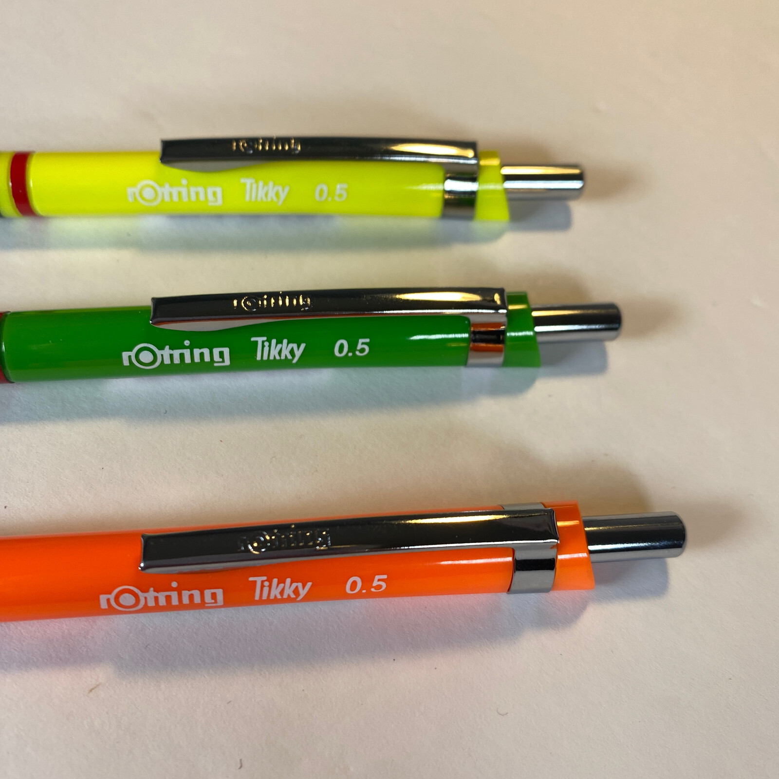 NEW Rotring Tikky 0.5 mm Mechanical Pencil Lot of 3 Grip Green Orange Yellow