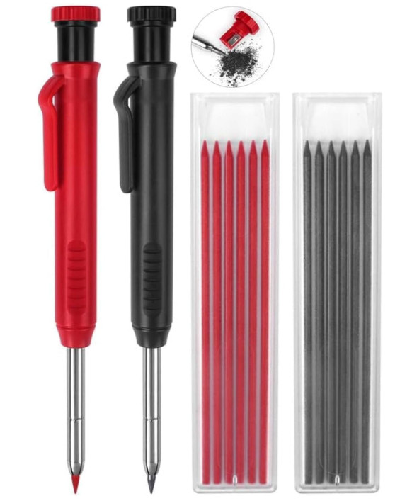 2 Pack Carpenter Pencils Mechanical Pencils with 12 Refills, Construction Pen…
