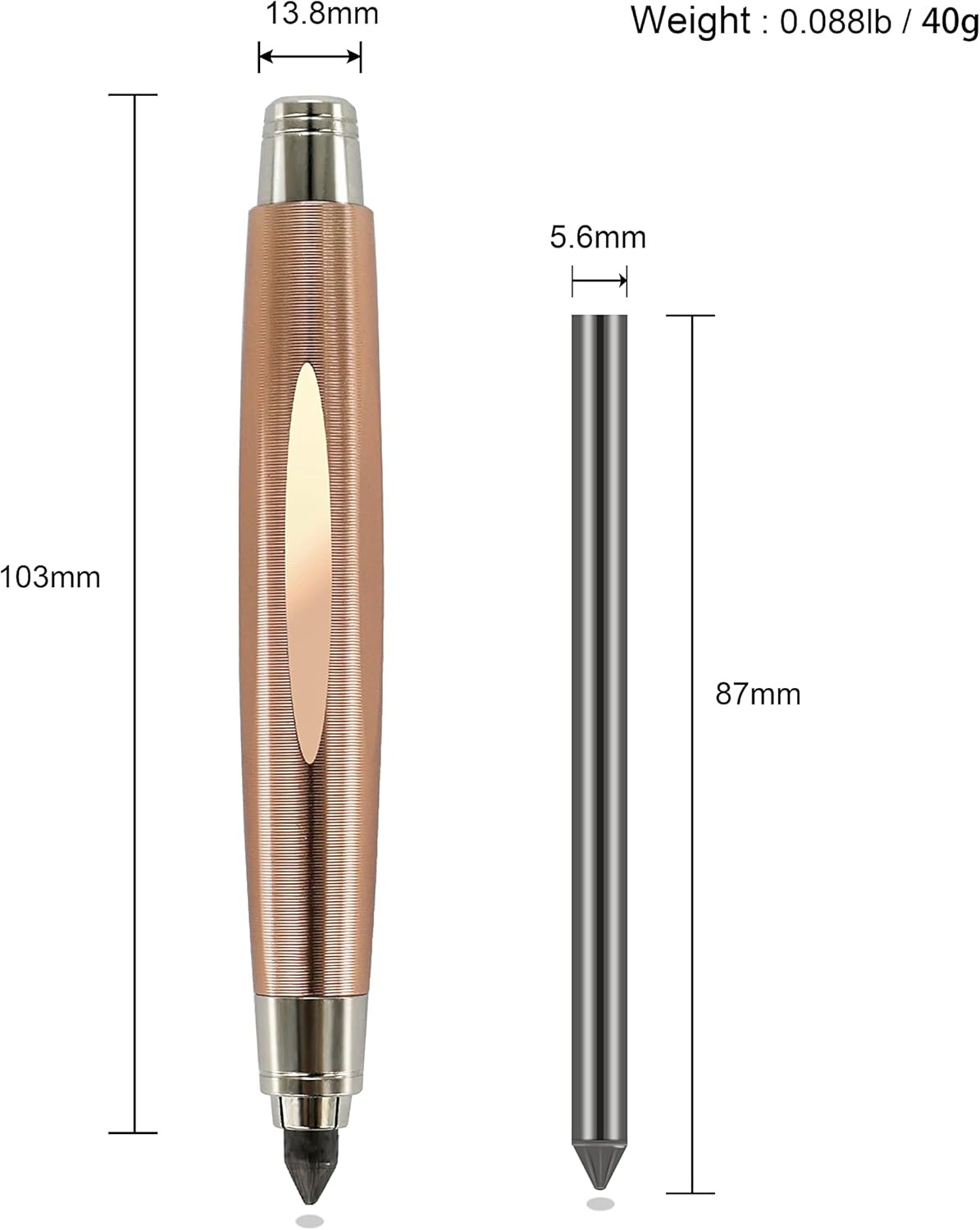 Sketch up 5.6Mm Mechanical Pencil Mechanical Clutch with Built Sharpener (Gold)