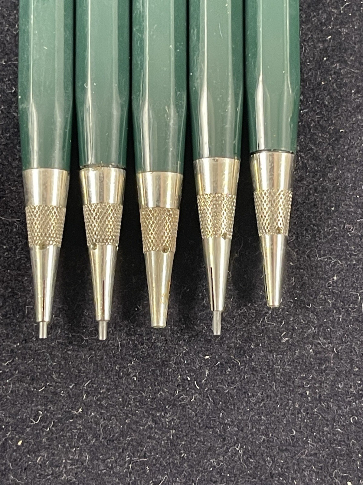 (5) Vintage 1960s Dur-O-Lite Green Mechanical 2H Pencil Bell System Prop + Leads