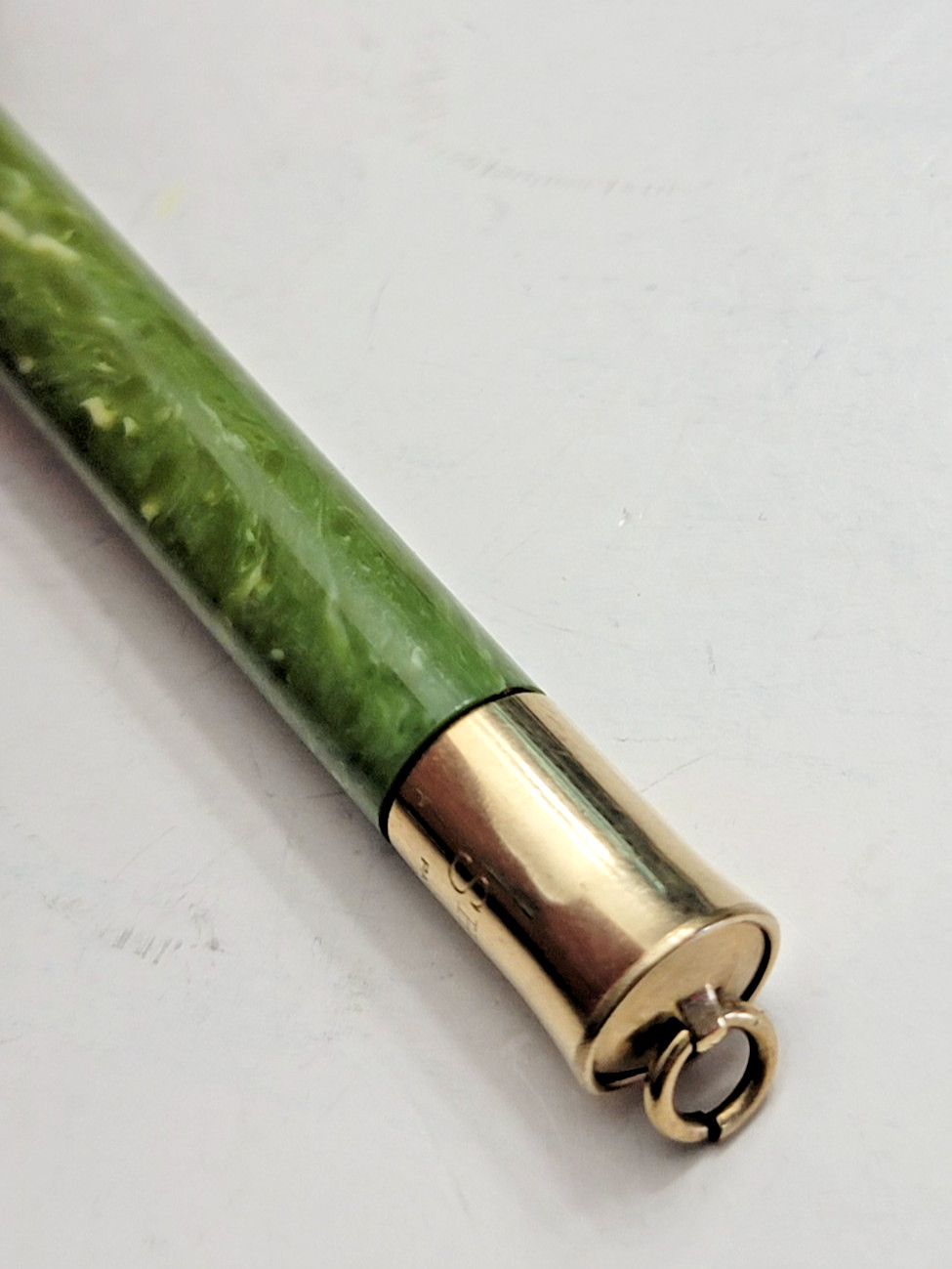 1920s Sheaffer’s Mini Jade Green Ring Top Gold Filled Mechanical Pencil
