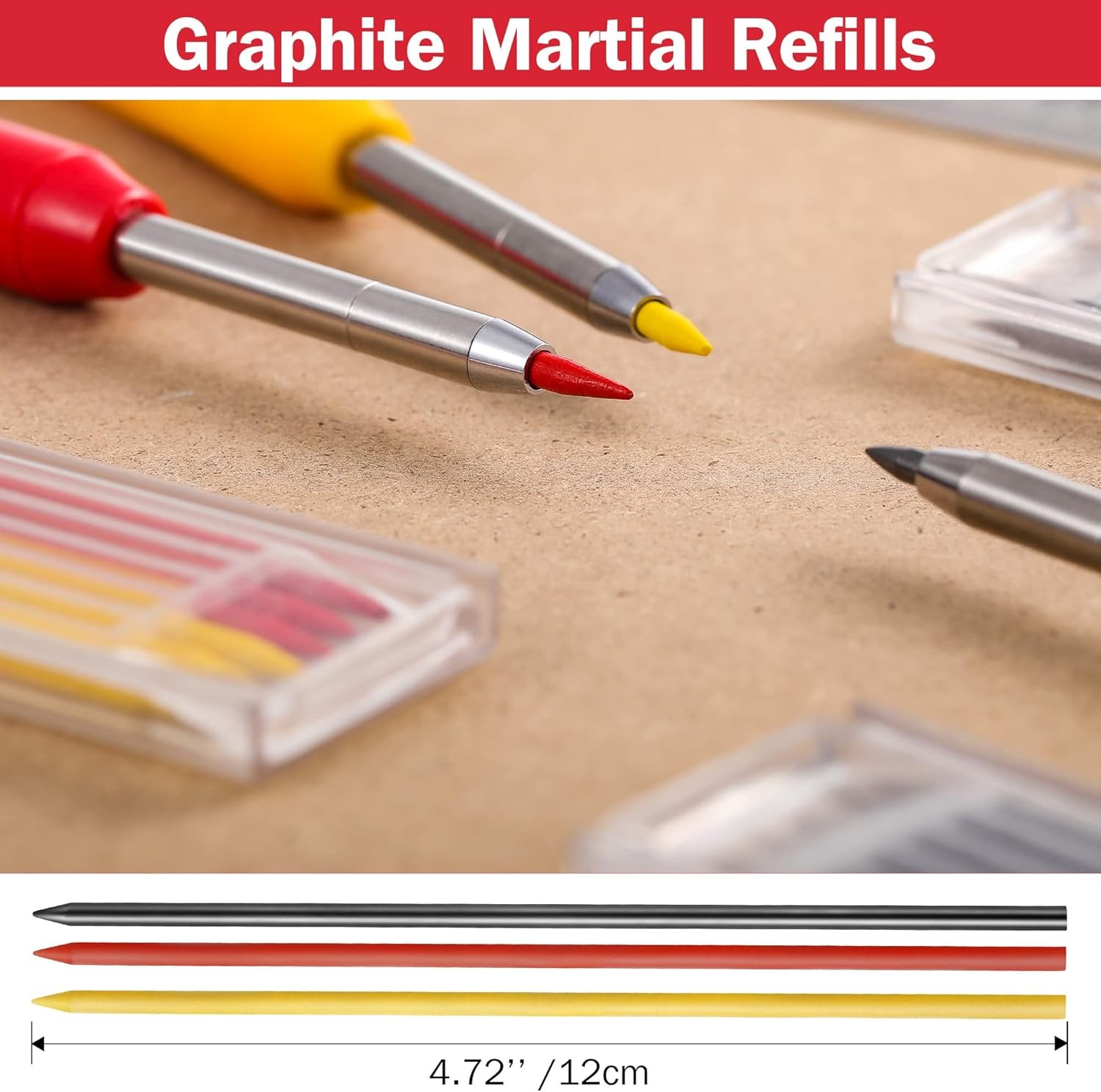 Long Nosed Deep Hole Marker Mechanical Pencils Set with Refills 4 Colors