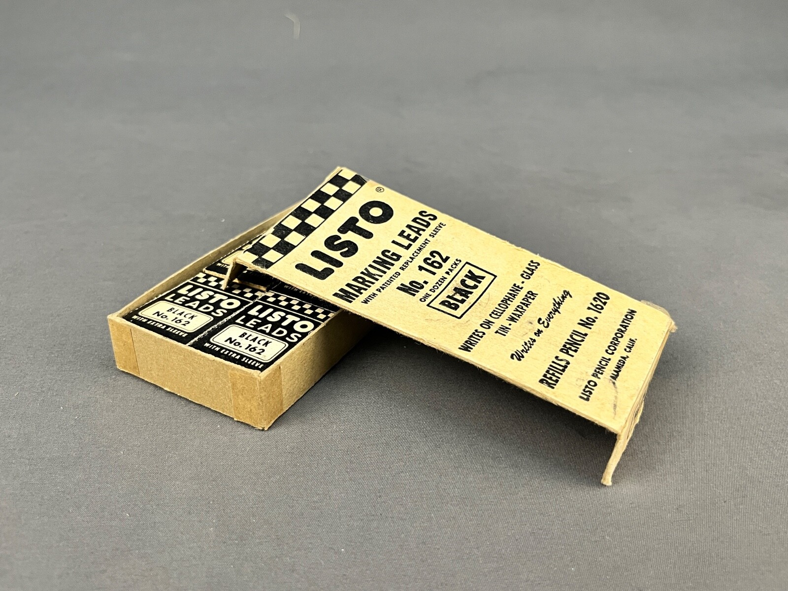 Vintage Listo Marking Leads Black No. 162 Box of 12 (3E)