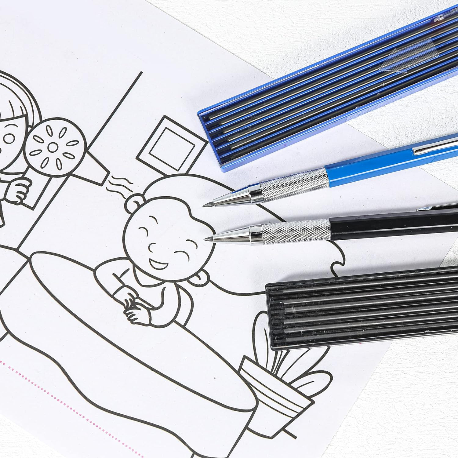 2Mm Mechanical Pencil Set Drafting Pencils with Lead Refills Writing & Sketching