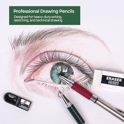 4 PCS Premium 2.0 mm Mechanical Pencils Set, 108 Colored & Black (HB 2B) Lead
