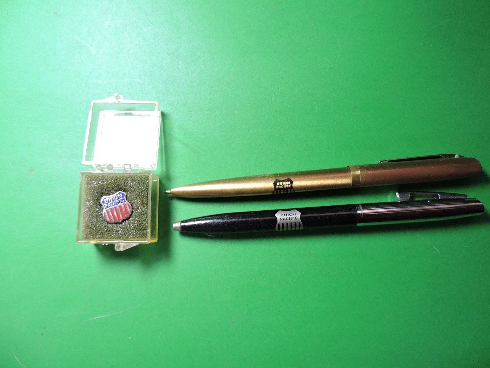 1) UP SERVICE PIN 2) RAILROAD PENS – 1) Gold UP &1) Union Pacific Security Pen